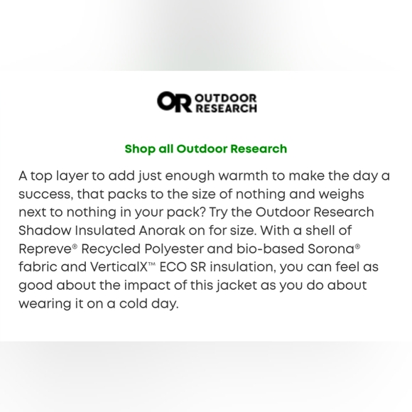 NWT Outdoor Research Men's Shadow Insulated Anorak - Picture 12 of 15